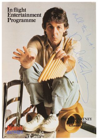 Lot #7026 Paul McCartney Signed 1984 British Airways Program - Days Before His Marijuana Arrest in Barbados - Image 1