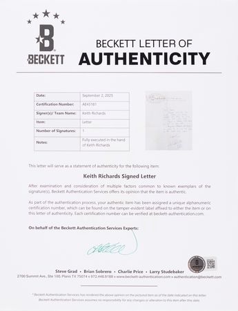 Lot #7113 Keith Richards Early Autograph Letter Signed - Dated to the Rolling Stones' First American Tour - Image 4