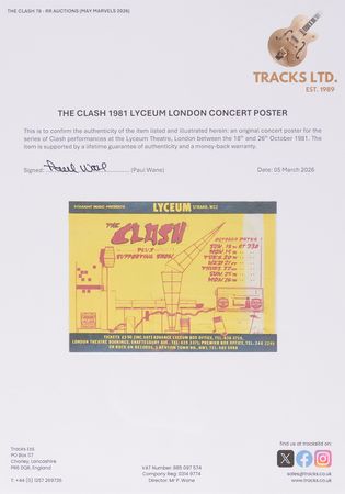 Lot #7391 The Clash 1981 Lyceum Ballroom Concert Poster (38˝ x 28.25˝) - Image 2