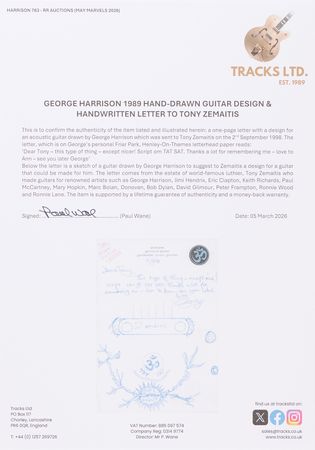 Lot #7028 George Harrison Autograph Letter Signed to Luthier Tony Zemaitis with Detailed Guitar 'Om Tat Sat' Sketch - Image 2