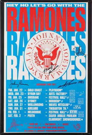 Lot #7383. Ramones Signed 1991 Australia Tour Poster (16.75˝ x 23.5˝)