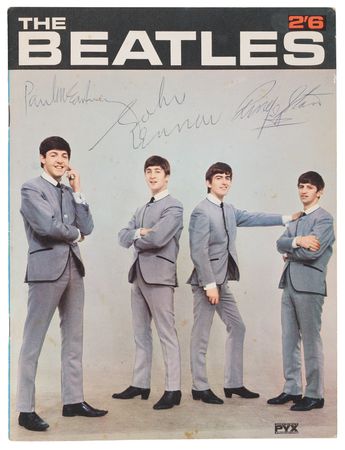 Lot #7034 Beatles Signed 1963 PYX Magazine - Signed by Lennon, McCartney, and Starr at a Channel Islands Concert - Image 1