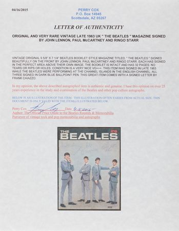 Lot #7034 Beatles Signed 1963 PYX Magazine - Signed by Lennon, McCartney, and Starr at a Channel Islands Concert - Image 4