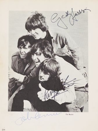 Lot #7014 Beatles Photograph Signed by John