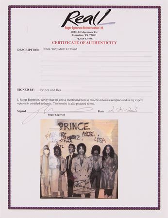 Lot #7453 Prince Signed Album Insert - Dirty Mind - Image 3