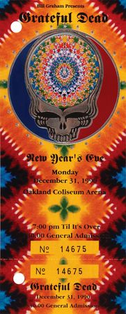 Lot #7169 Jerry Garcia Signed Oakland Coliseum Arena Ticket - New Year's Eve, 1990 - Image 2