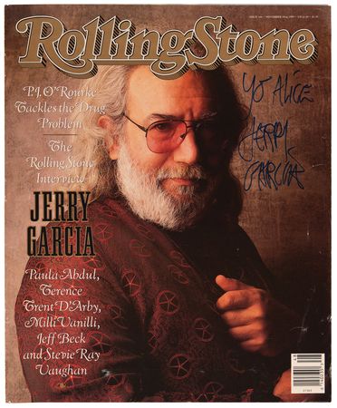 Lot #7170 Jerry Garcia Signed Rolling Stone Cover