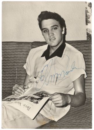 Lot #7252 Elvis Presley Twice-Signed Postcard