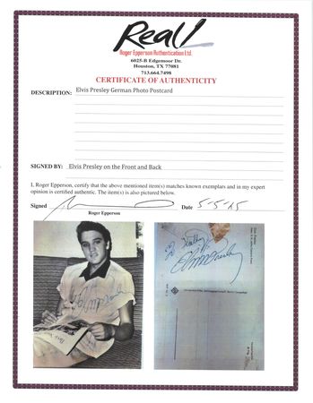 Lot #7252 Elvis Presley Twice-Signed Postcard Photograph - Image 3