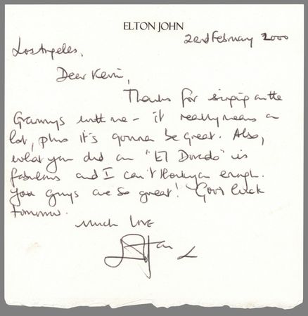 Lot #7355 Elton John Autograph Letter Signed: