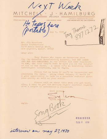 Lot #7153 Jim Morrison Handwritten Notes and