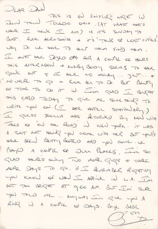 Lot #7310 AC/DC: Bon Scott Autograph Archive of (7) Letters and Cards, with Commentary on Touring, Drinking, and Aerosmith - Image 9