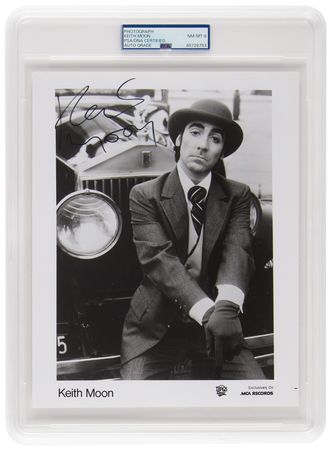 Lot #7145 Keith Moon Signed Photograph - PSA NM-MT