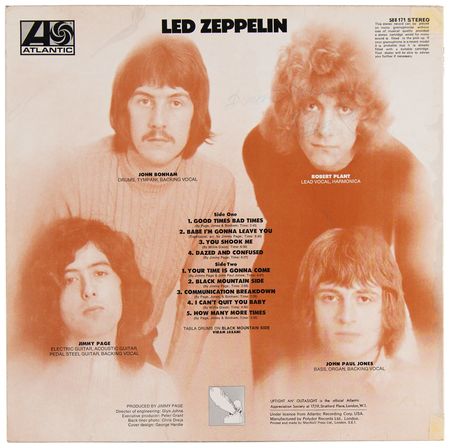 Lot #7224 Robert Plant Twice-Signed Album - Led Zeppelin's Self-Titled Debut (Turquoise Variant) - Image 3