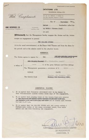 Lot #7124 Brian Epstein Signed NEMS Contract for