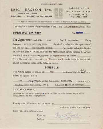 Lot #7122 Brian Jones Signed 'Emergency Contract'