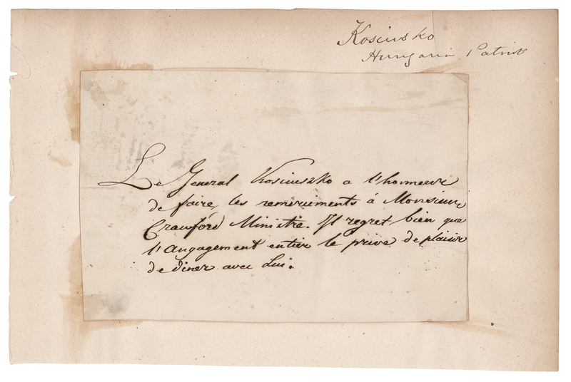 Lot 248 Thaddeus Kosciuszko Third-Person Autograph Letter Signed