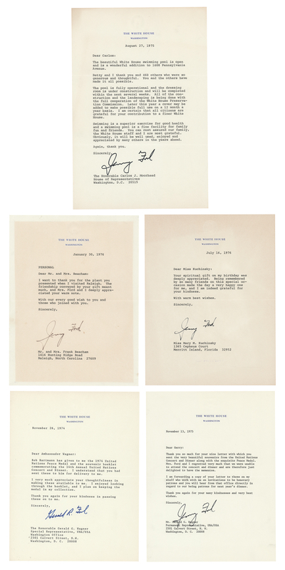 Lot 63 Gerald Ford (5) Typed Letters Signed as President