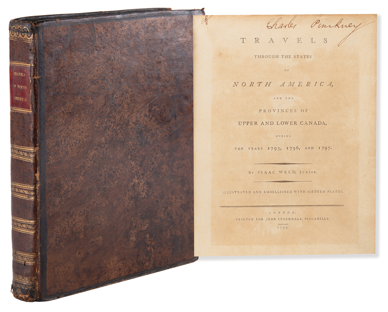 Lot 114 Charles Pinckney Signed Book - Travels Through the States of North America by Isaac Weld, Jr.