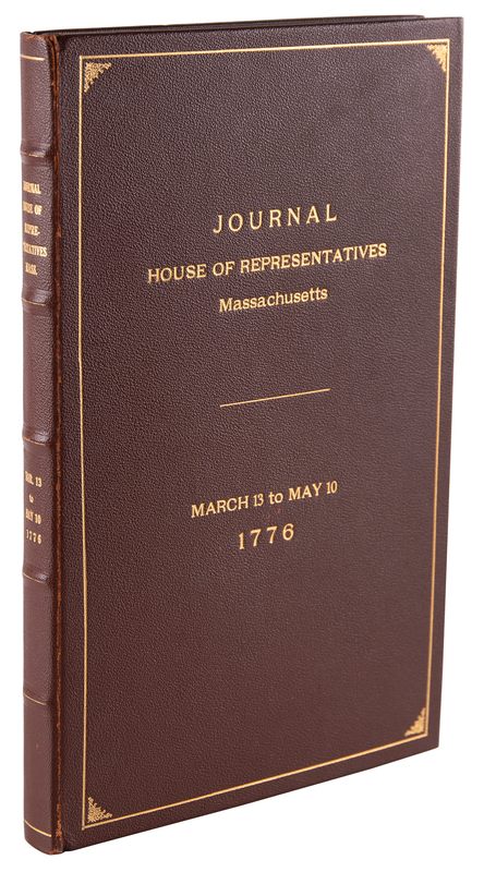Lot 106 Journal of the House of Representatives of the Colony of Massachusetts-Bay (1776)