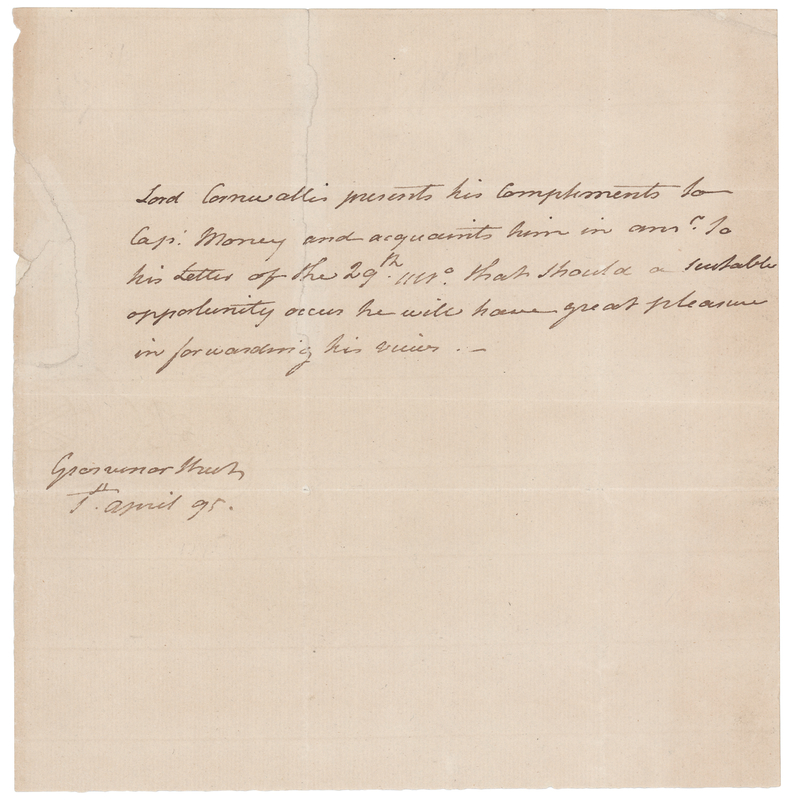 Lot 225 Charles Cornwallis Autograph Letter Signed
