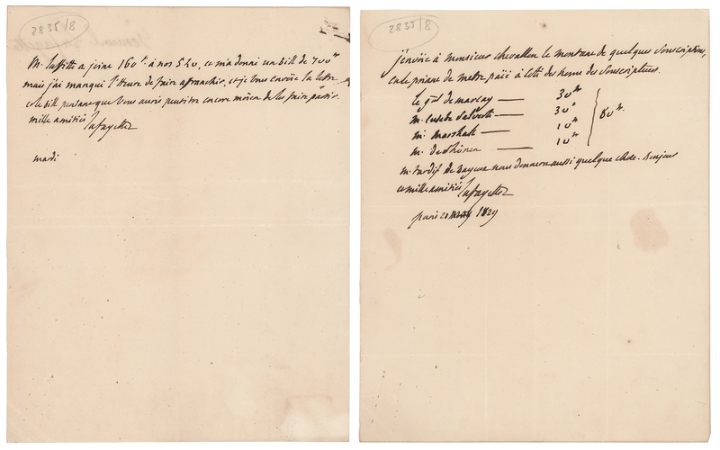 Lot 231 Marquis de Lafayette Autograph Letter Signed and Autograph Document Signed