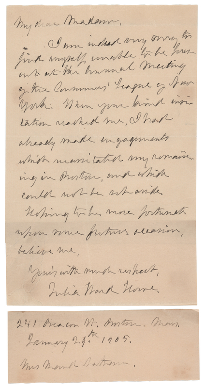 Lot 303 Julia Ward Howe Autograph Letter Signed