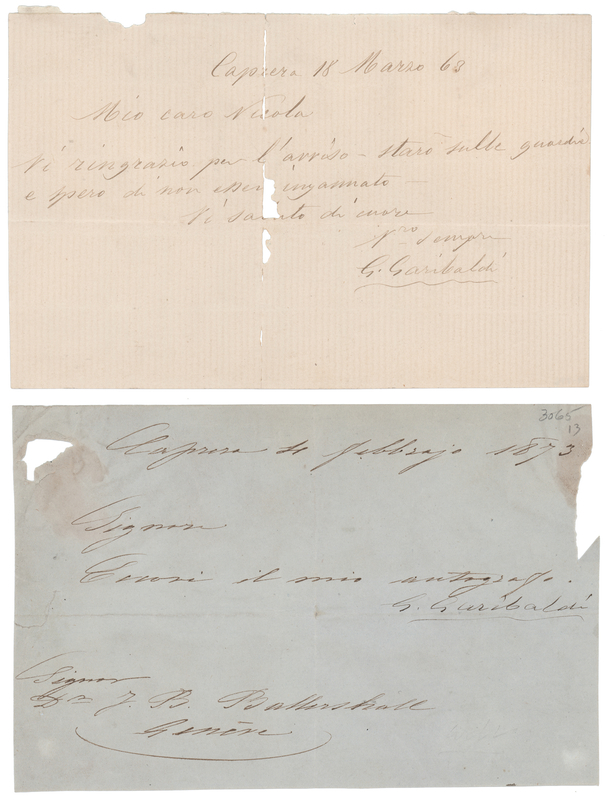 Lot 138 Giuseppe Garibaldi (2) Letters Signed