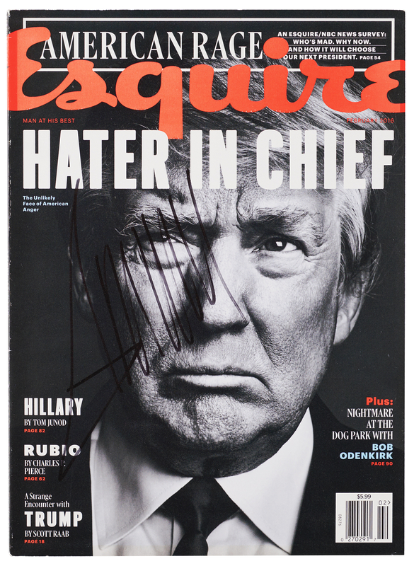 Lot 87 Donald Trump Signed Esquire Magazine - 'Hater in Chief'