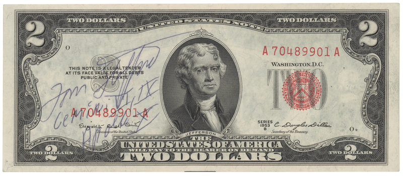 Lot 268 Tom Stafford Signed $2 Dollar Bill