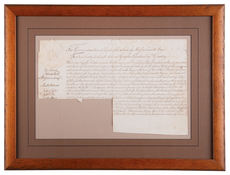 Lot 214 Samuel Adams and Artemas Ward Signed Massachusetts Council Document, Appointing a Nantucket County Probate Judge (1779)