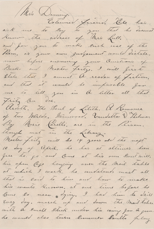 Lot 206 Jim Younger Autograph Letter Signed on His Prison Pet, a Playful Canary: 