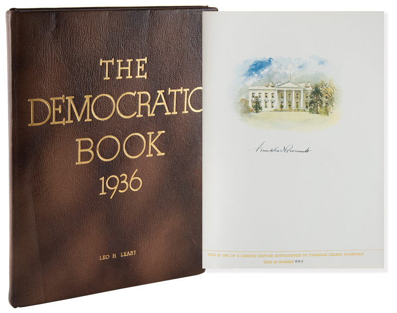 Lot 41 Franklin D. Roosevelt Signed Book - The Democratic Book 1936