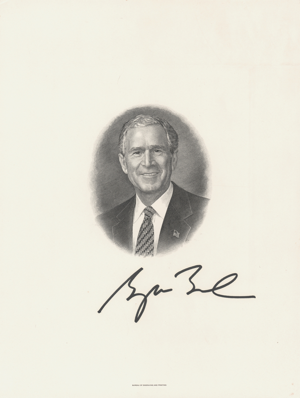 Lot 84 George W. Bush Signed Engraving