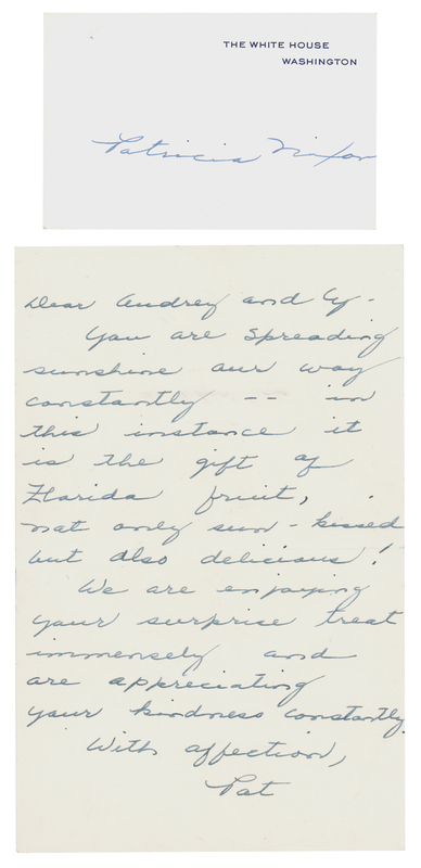 Lot 59 Pat Nixon Signed White House Card and Autograph Letter Signed
