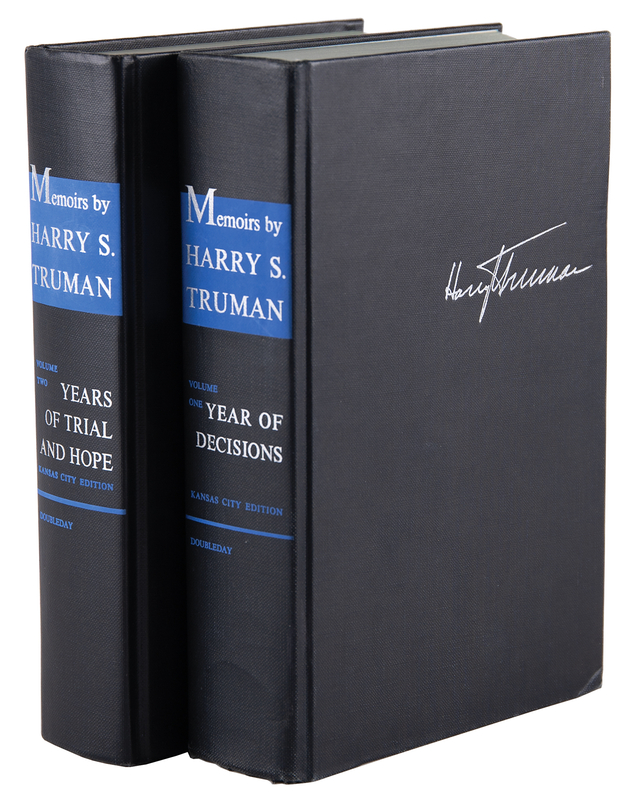 Lot 45 Harry S. Truman Signed Book Set - Memoirs: Year of Decisions and Years of Trial and Hope