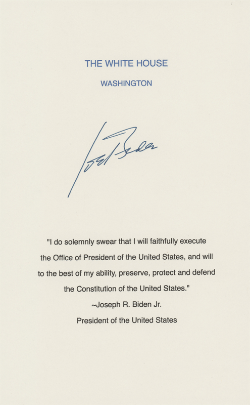 Lot 89 Joe Biden Signature on Mock Oath of Office
