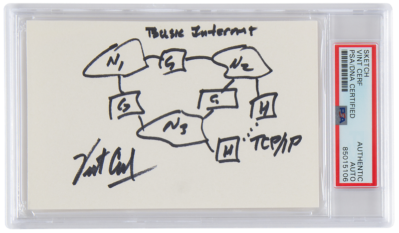Lot 178 Vint Cerf Original Sketch - 'Basic Internet'