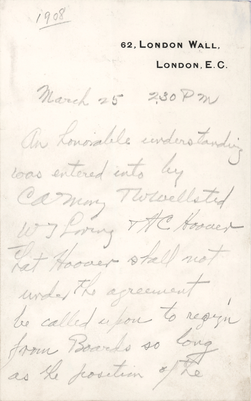 Lot 39 Herbert Hoover Autograph Document Signed - Draft Agreement on His 1908 Separation from the London Mining Firm Bewick, Moreing & Co.