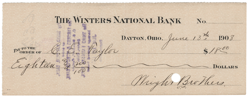 Lot 254 Orville Wright Signed Check as 