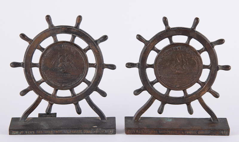 Lot 251 USS Constitution 1927 Restoration Relic Bronze Bookends (2)