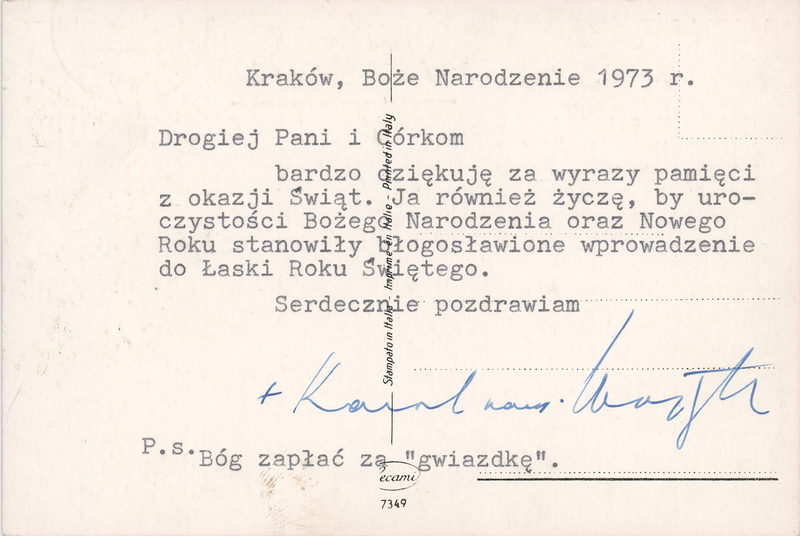 Lot 165 Pope John Paul II Typed Letter Signed (Christmas 1973)