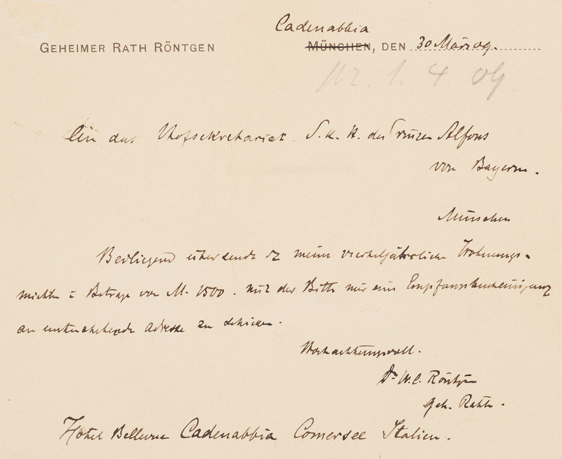 Lot 187 Wilhelm Rontgen Autograph Letter Signed to Prince Alfons of Bavaria