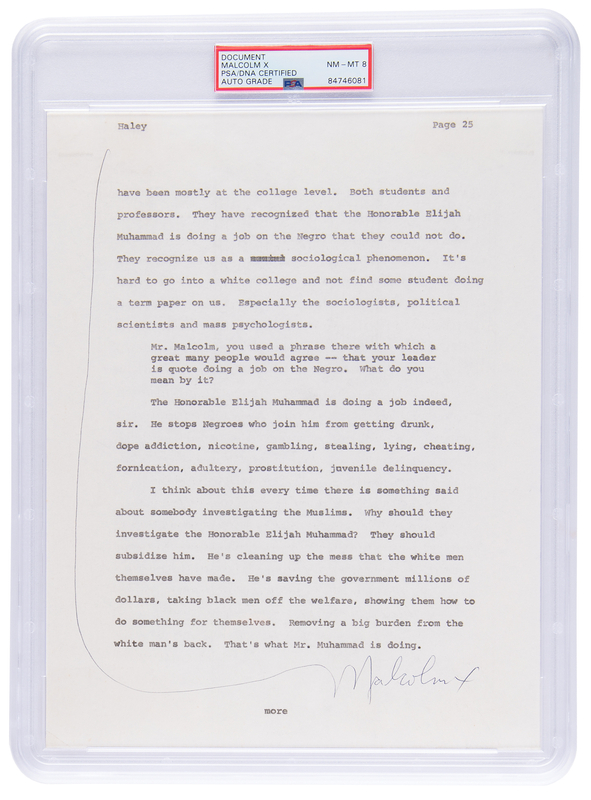 Lot 169 Malcolm X Signed Page for Alex Haley’s Playboy Interview, Discussing the Social Work of Elijah Muhammad - 