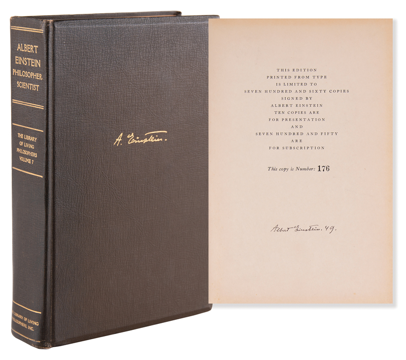 Lot 183 Albert Einstein Signed Book - Philosopher-Scientist (Ltd. Ed. #176/750)
