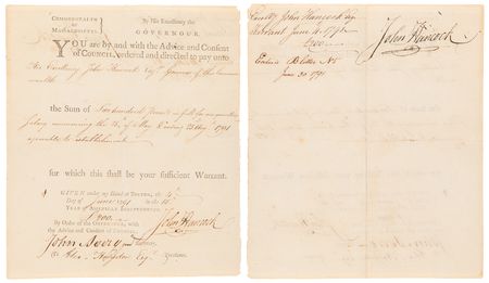 Lot #93 John Hancock Twice-Signed Document as