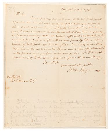 Lot #130 John Jay Autograph Letter Signed on the Boundary Between the United States and Canada, as Determined by the Jay Treaty - Image 3