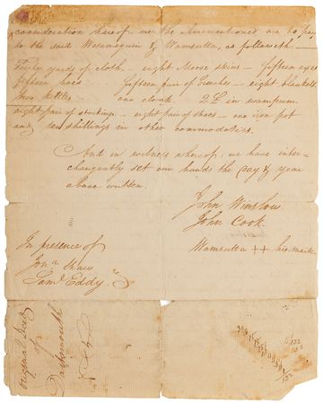Lot #113 Pilgrims and Native American Indians Land Sale Document (19th-Century Manuscript Copy) - Image 2