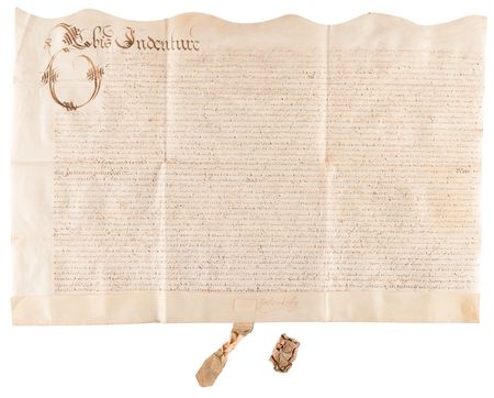 Lot #107 Long Island: Historic 1663 Indenture for