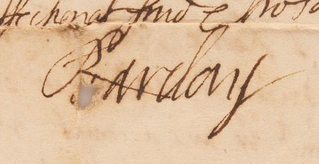 Lot #112 William Penn: Robert Barclay of Urie Autograph Letter Signed on Charters for the North American Colonies - Image 3